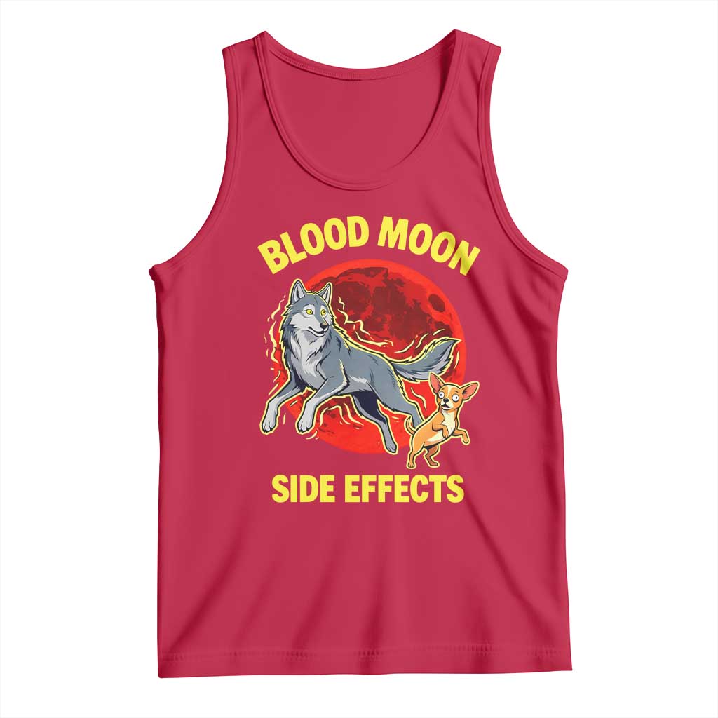 Funny Blood Moon Side Effects Wolf and Chihuahua Dog Humor Graphic Tank Top