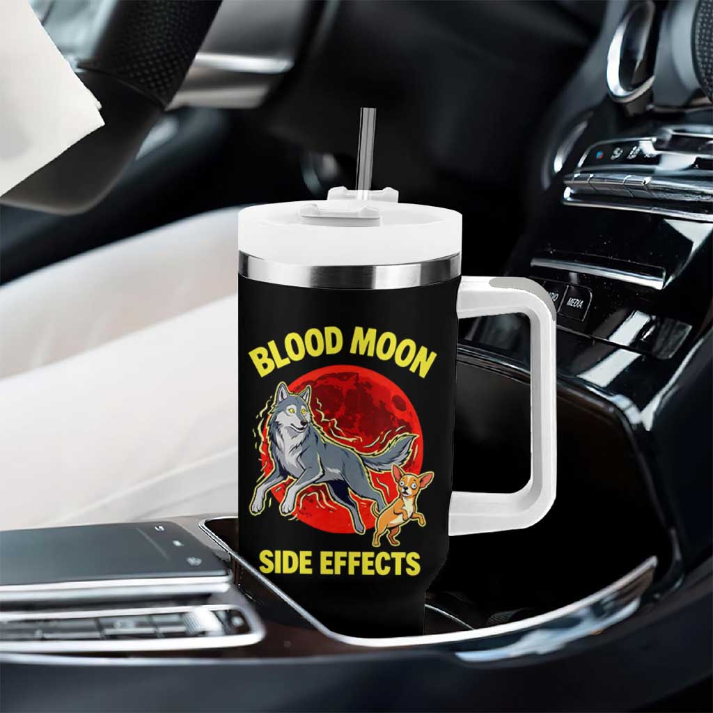 Funny Blood Moon Side Effects Wolf and Chihuahua Dog Humor Graphic Tumbler With Handle