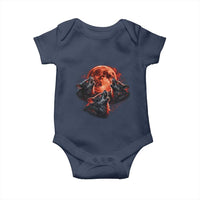 Majestic Three Wolves Howling at Red Blood Moon Graphic Baby Onesie Wild Nature with Celestial Astronomy