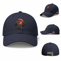 Majestic Three Wolves Howling at Red Blood Moon Graphic Baseball Cap Wild Nature with Celestial Astronomy
