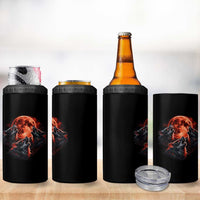 Majestic Three Wolves Howling at Red Blood Moon Graphic 4 in 1 Can Cooler Tumbler Wild Nature with Celestial Astronomy