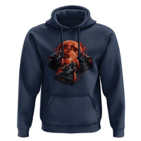 Majestic Three Wolves Howling at Red Blood Moon Graphic Hoodie Wild Nature with Celestial Astronomy
