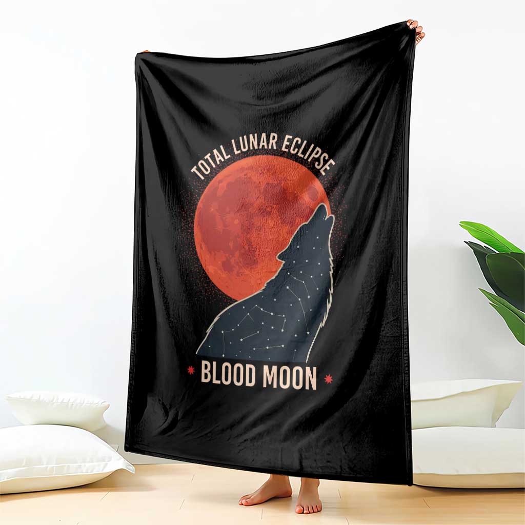 Total Lunar Eclipse March 3 2026 Throw Blanket Constellation Wolf Souvenir Graphic