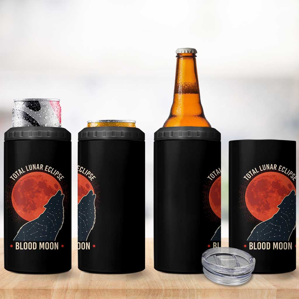 Total Lunar Eclipse March 3 2026 4 in 1 Can Cooler Tumbler Constellation Wolf Souvenir Graphic