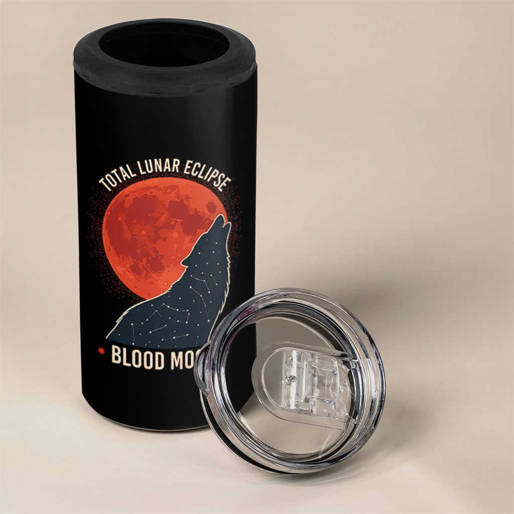 Total Lunar Eclipse March 3 2026 4 in 1 Can Cooler Tumbler Constellation Wolf Souvenir Graphic
