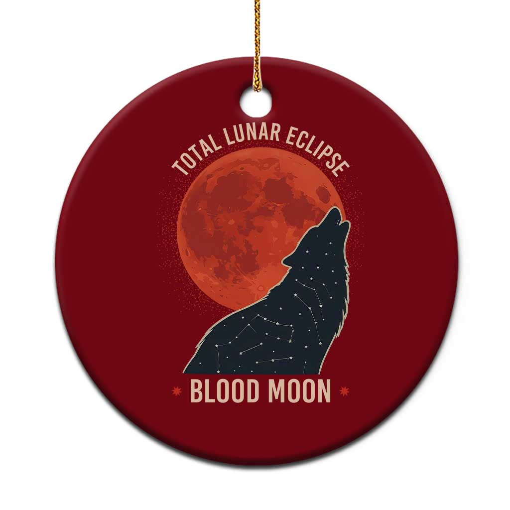 Total Lunar Eclipse March 3 2026 Ceramic Ornament Constellation Wolf Souvenir Graphic