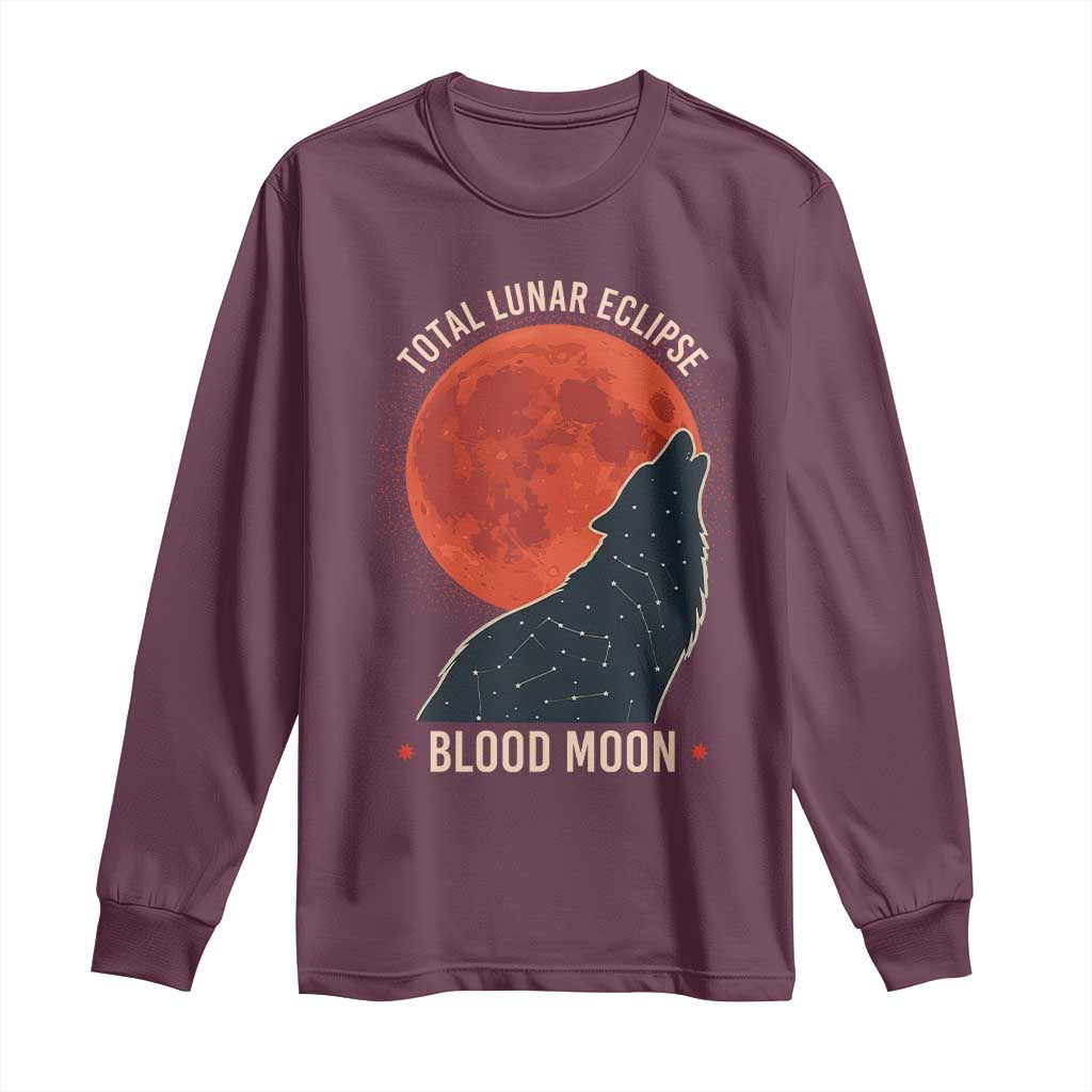 Total Lunar Eclipse March 3 2026 Long Sleeve Shirt Constellation Wolf Souvenir Graphic