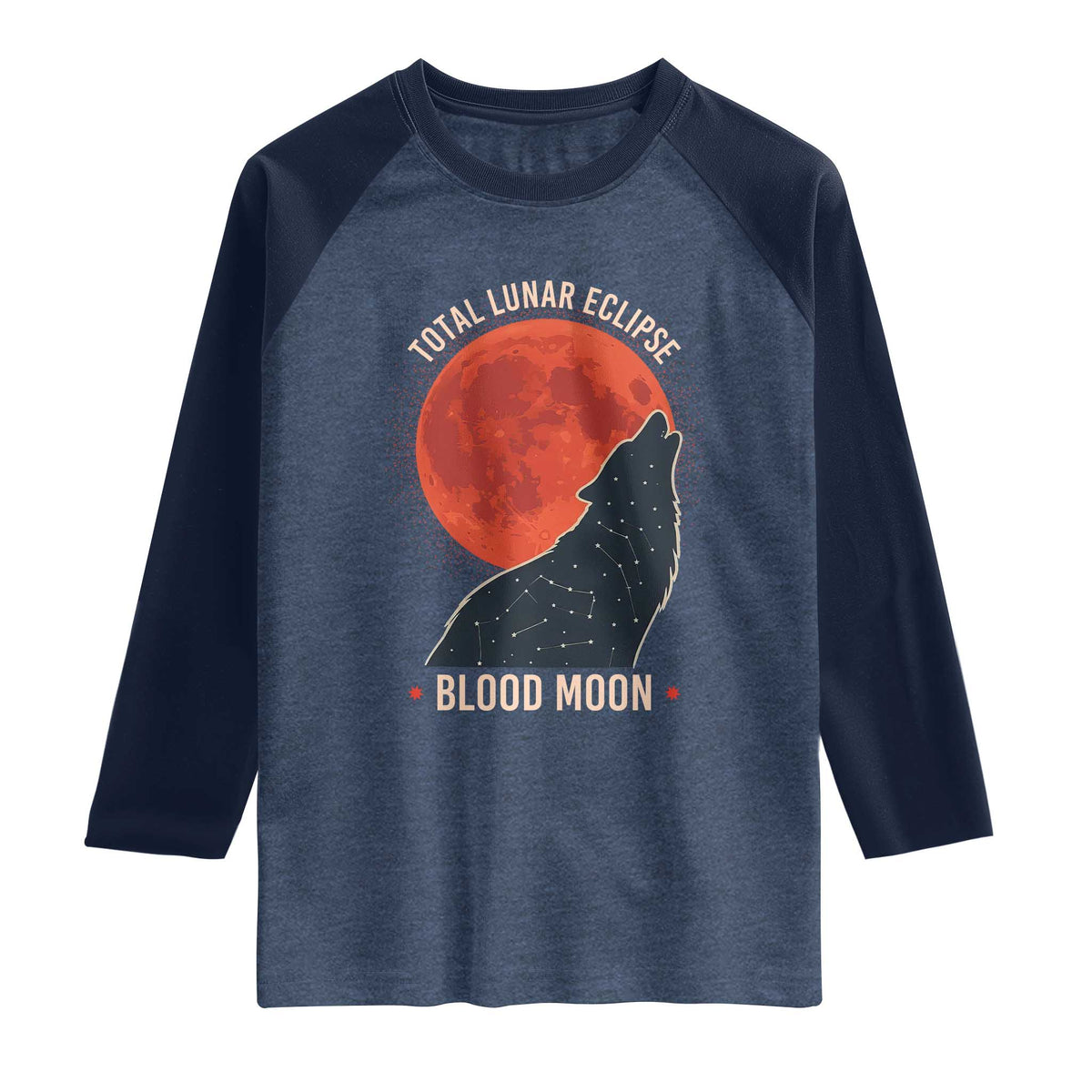 Total Lunar Eclipse March 3 2026 Raglan Shirt Constellation Wolf Souvenir Graphic