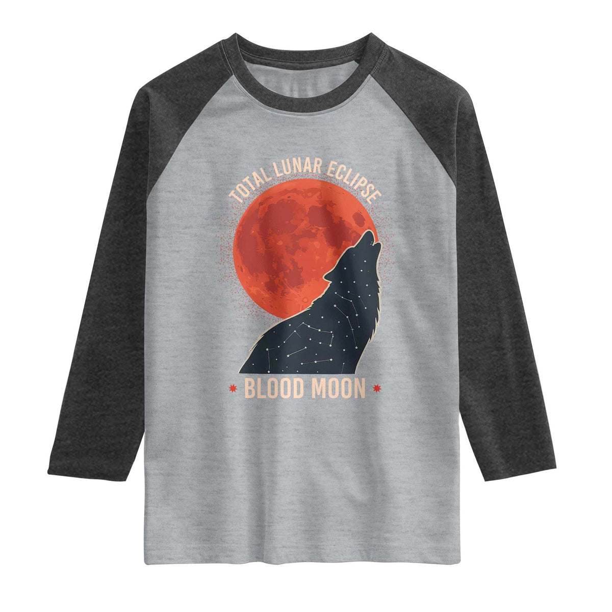 Total Lunar Eclipse March 3 2026 Raglan Shirt Constellation Wolf Souvenir Graphic
