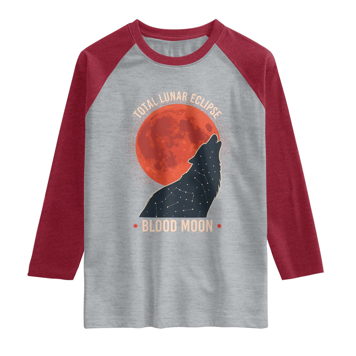 Total Lunar Eclipse March 3 2026 Raglan Shirt Constellation Wolf Souvenir Graphic