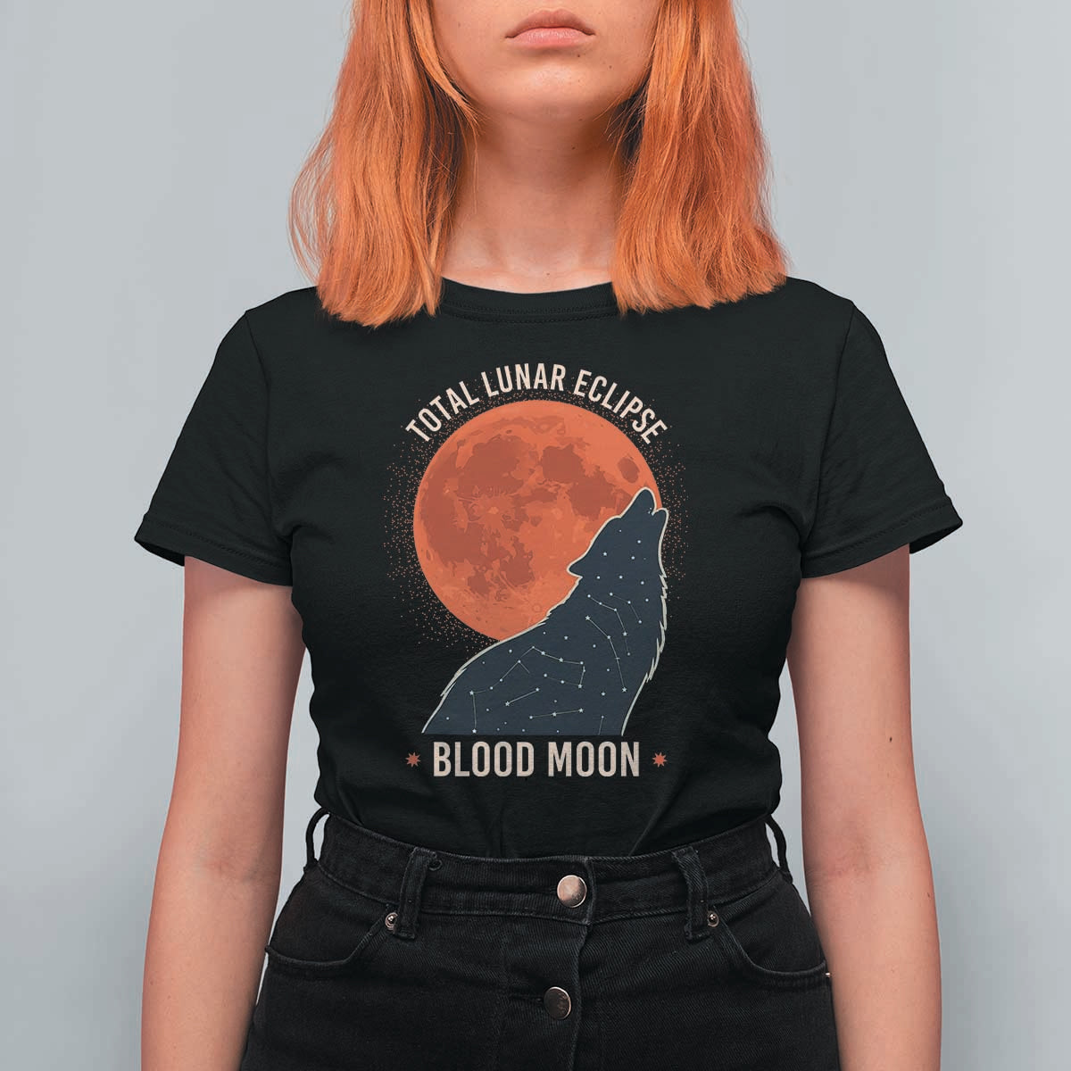 Total Lunar Eclipse March 3 2026 T Shirt For Women Constellation Wolf Souvenir Graphic