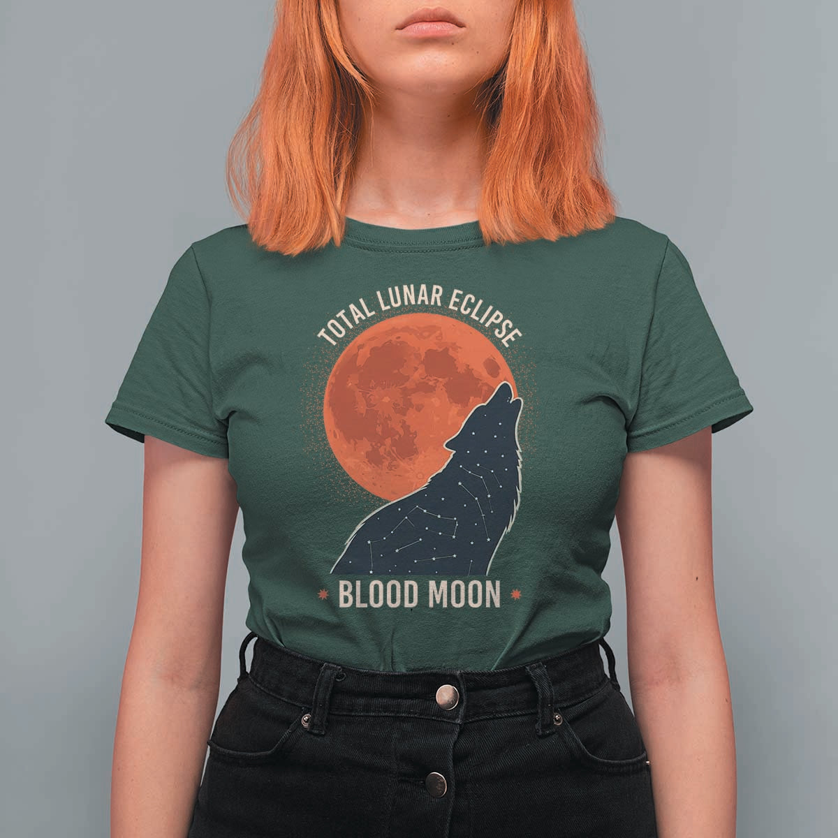 Total Lunar Eclipse March 3 2026 T Shirt For Women Constellation Wolf Souvenir Graphic