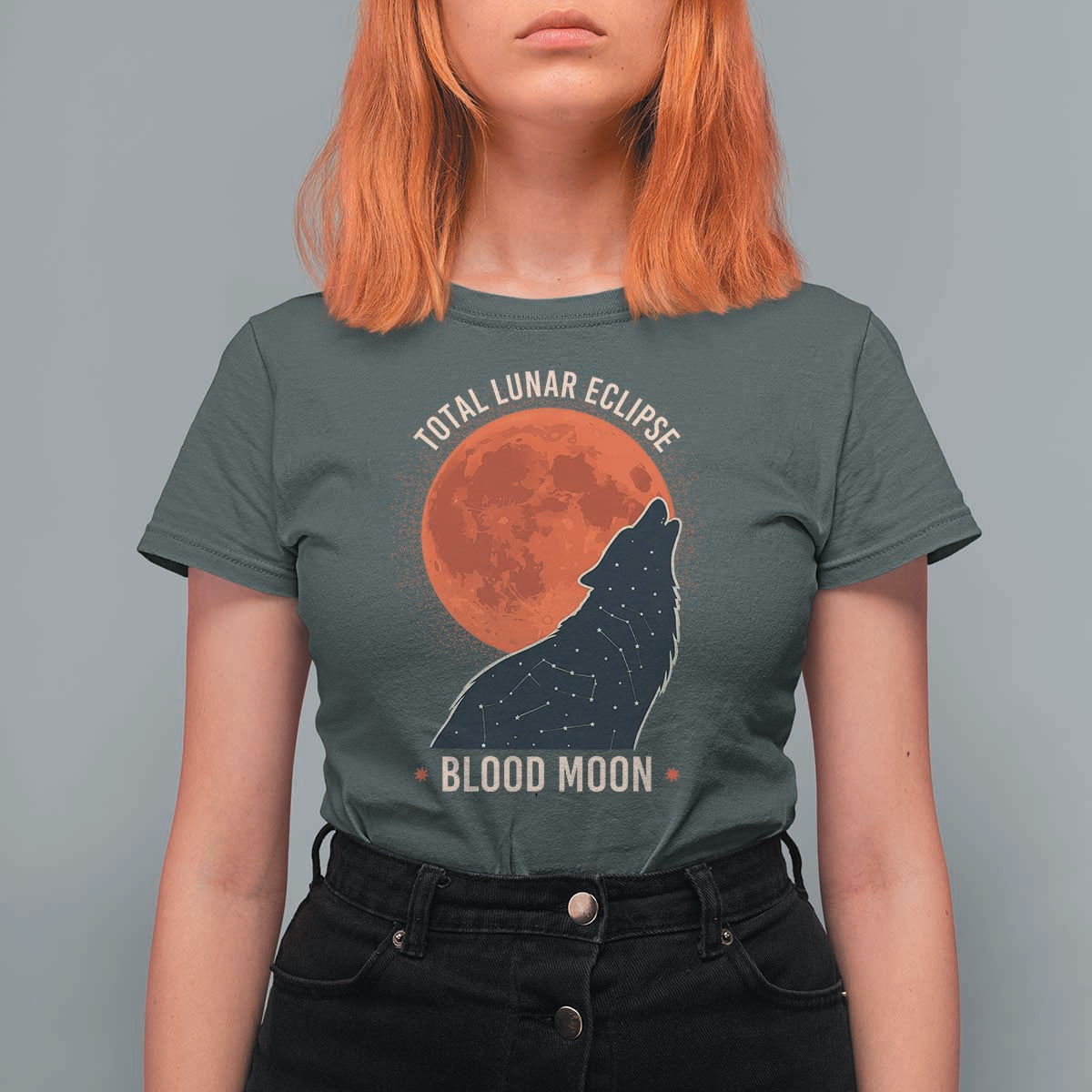 Total Lunar Eclipse March 3 2026 T Shirt For Women Constellation Wolf Souvenir Graphic