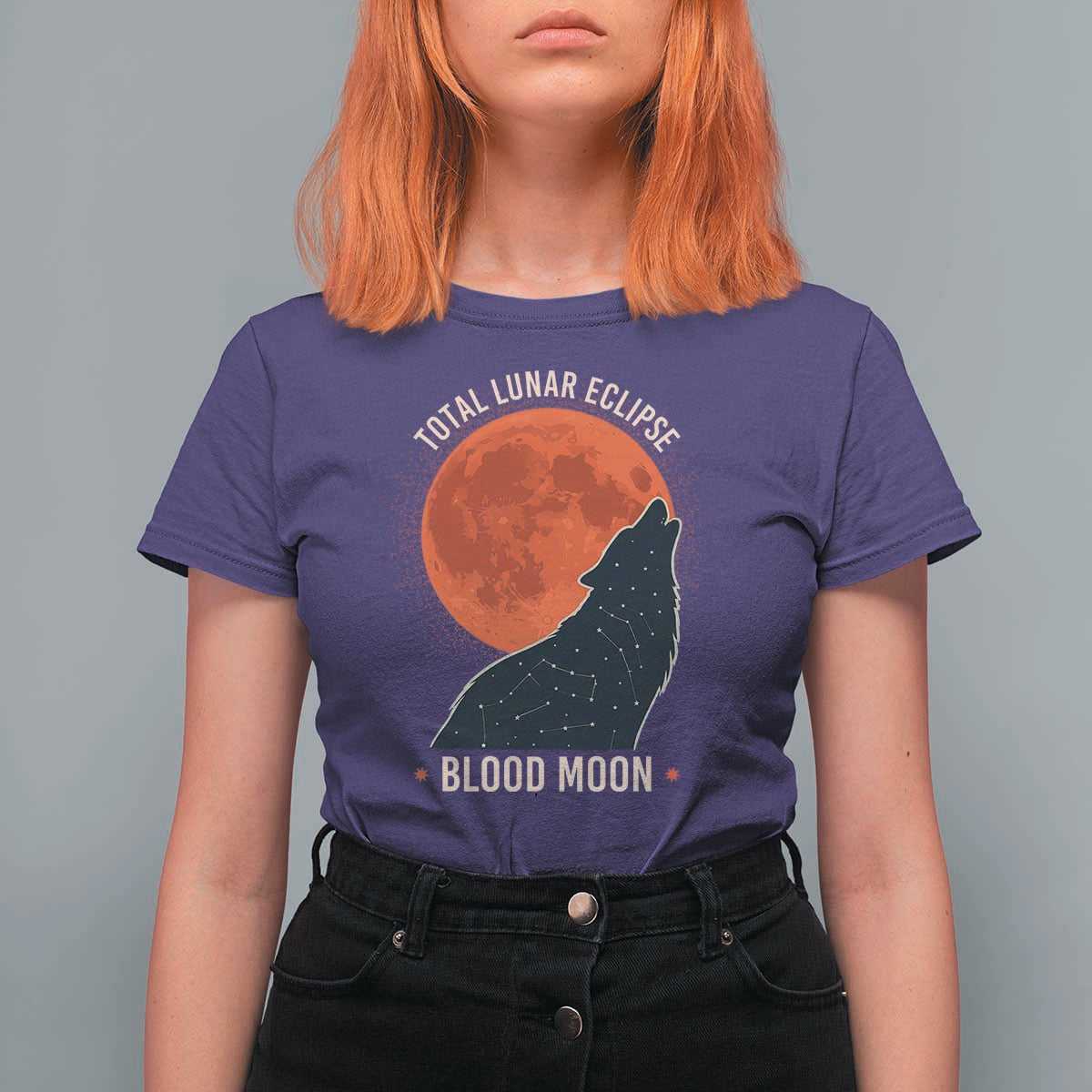 Total Lunar Eclipse March 3 2026 T Shirt For Women Constellation Wolf Souvenir Graphic