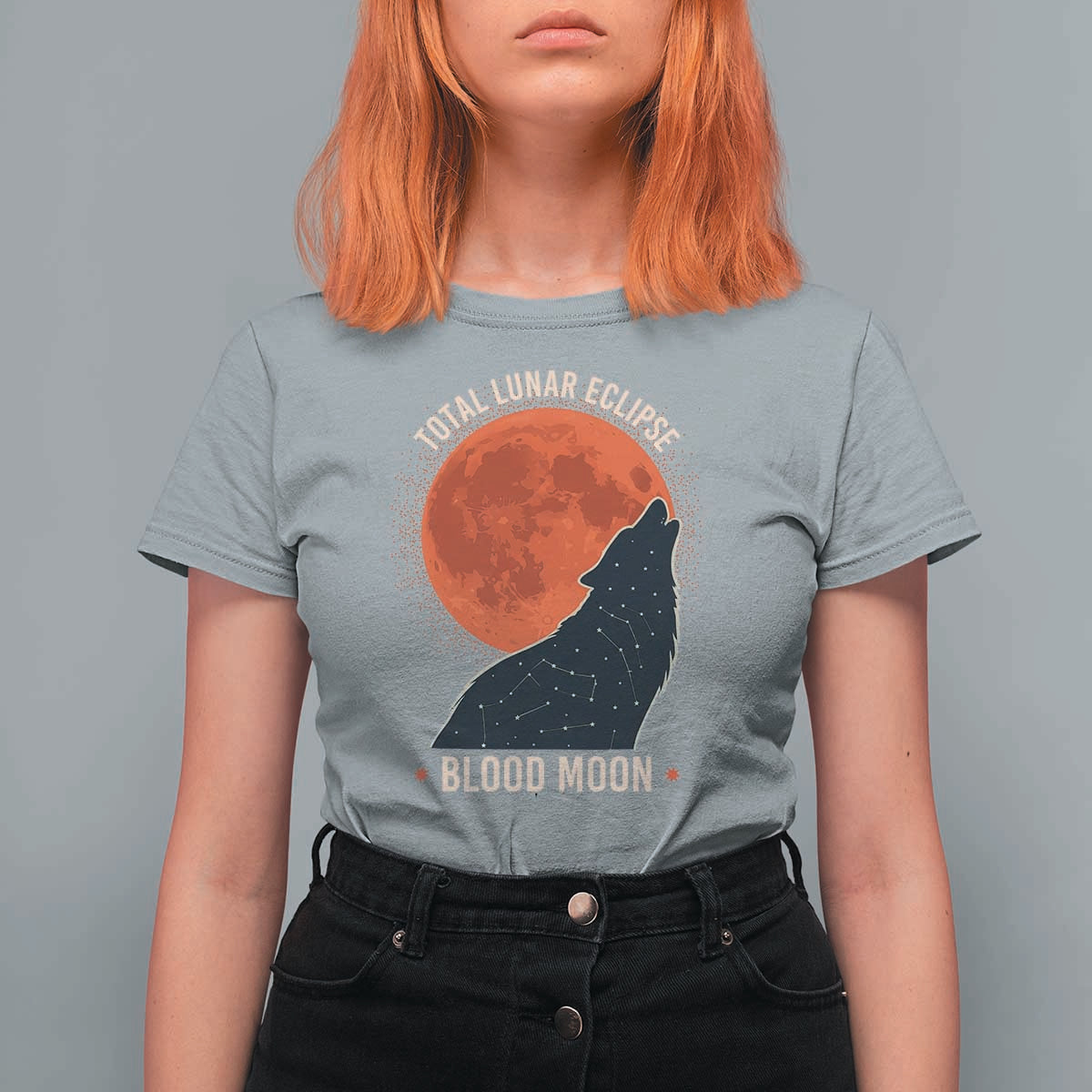Total Lunar Eclipse March 3 2026 T Shirt For Women Constellation Wolf Souvenir Graphic