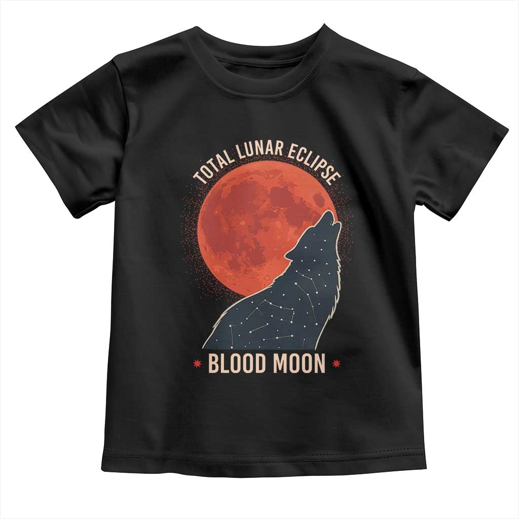 Total Lunar Eclipse March 3 2026 Toddler T Shirt Constellation Wolf Souvenir Graphic