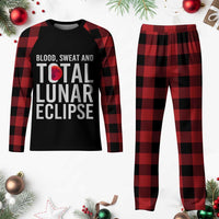 Blood Sweat and Total Lunar Eclipse Plaid Pajama Set Funny Astronomy Pun Graphic