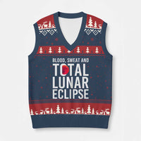 Blood Sweat and Total Lunar Eclipse V-Neck Knit Sweater Vest Funny Astronomy Pun Graphic