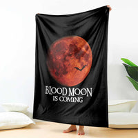 Blood Moon Is Coming Spooky Halloween Throw Blanket Flying Bats Gothic Dark Horror Graphic