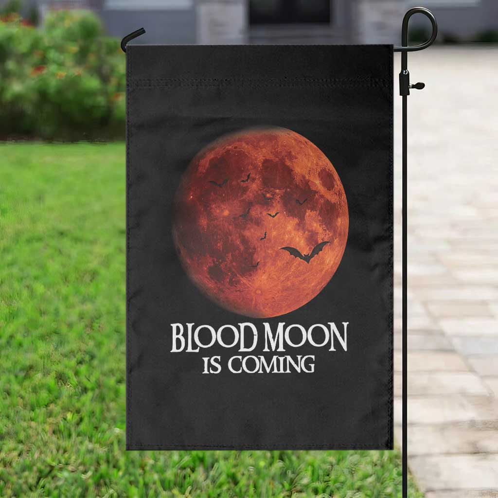 Blood Moon Is Coming Spooky Halloween Garden Flag Flying Bats Gothic Dark Horror Graphic