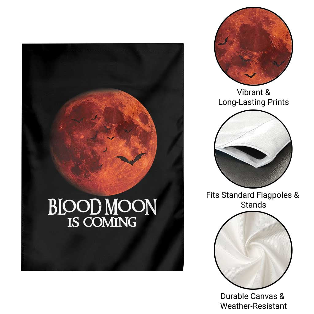 Blood Moon Is Coming Spooky Halloween Garden Flag Flying Bats Gothic Dark Horror Graphic