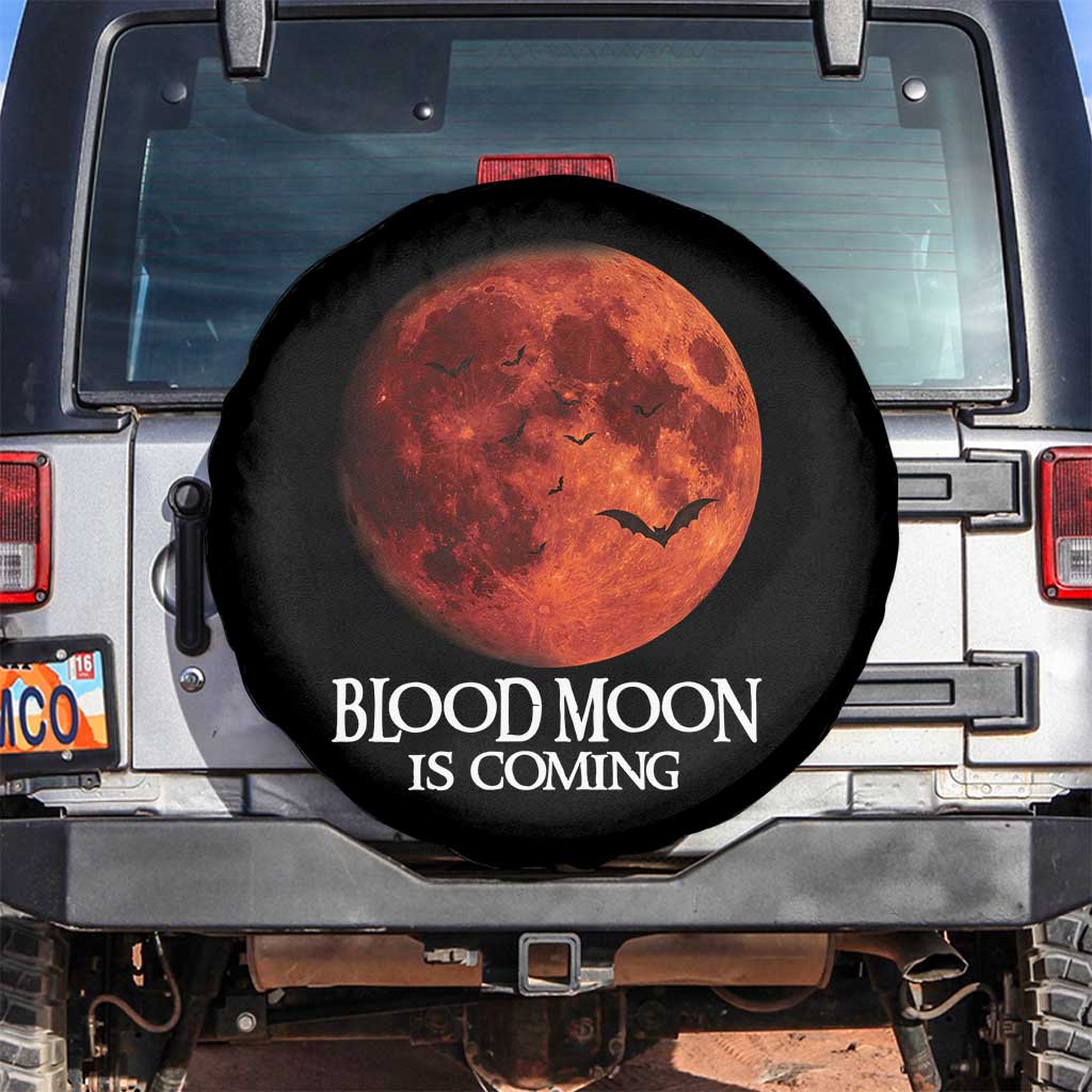 Blood Moon Is Coming Spooky Halloween Spare Tire Cover Flying Bats Gothic Dark Horror Graphic