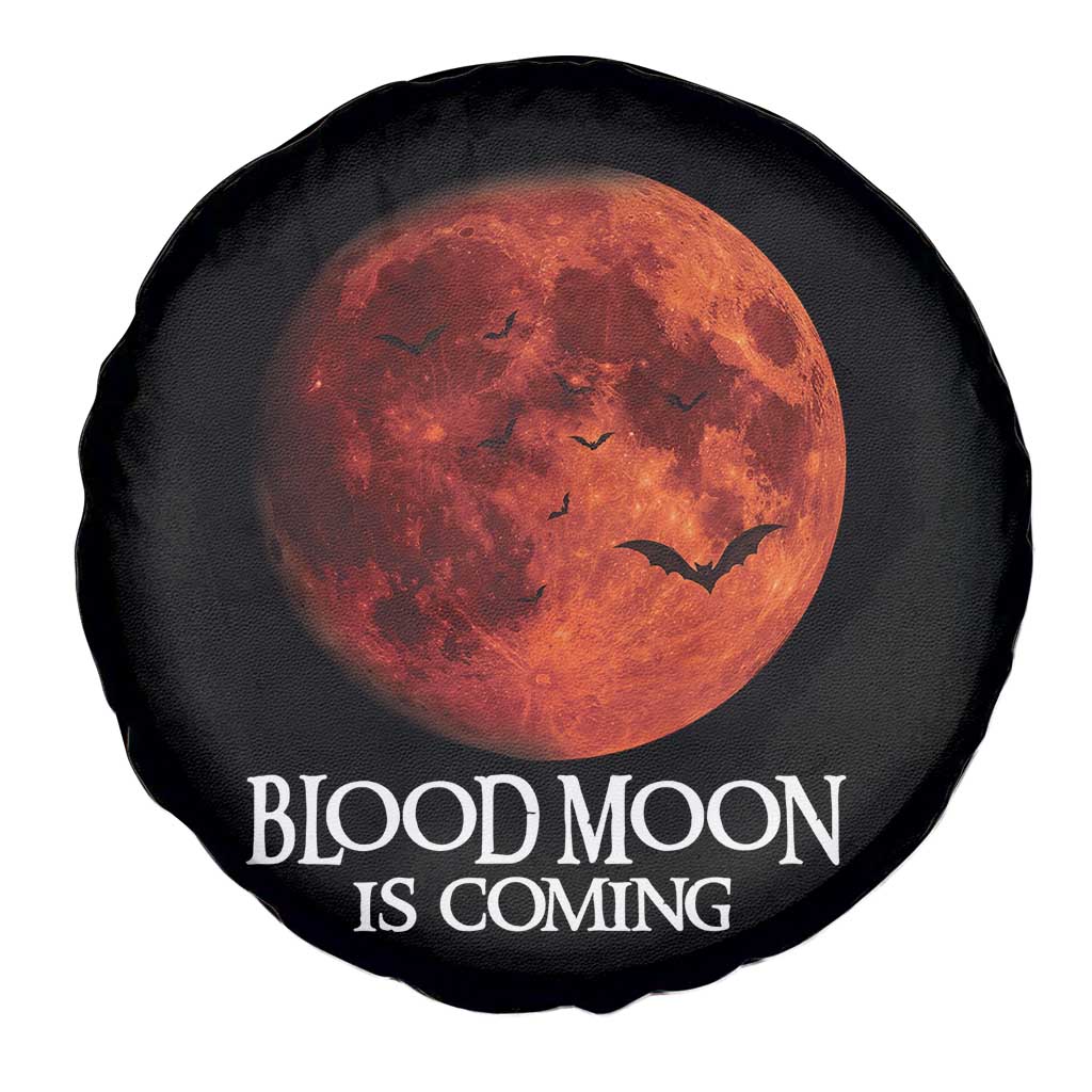 Blood Moon Is Coming Spooky Halloween Spare Tire Cover Flying Bats Gothic Dark Horror Graphic