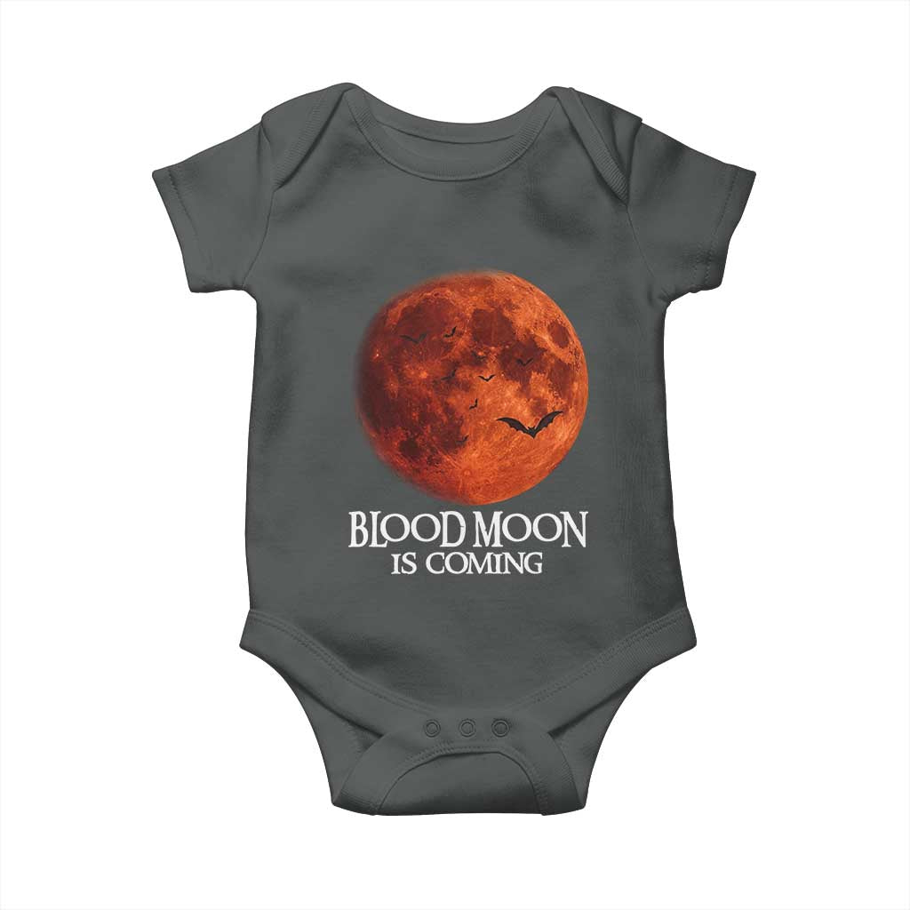 Blood Moon Is Coming Spooky Halloween Baby Onesie Flying Bats Gothic Dark Horror Graphic