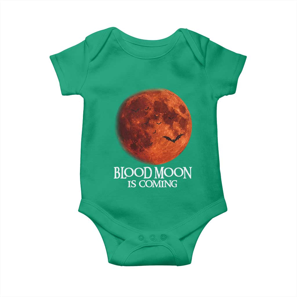 Blood Moon Is Coming Spooky Halloween Baby Onesie Flying Bats Gothic Dark Horror Graphic