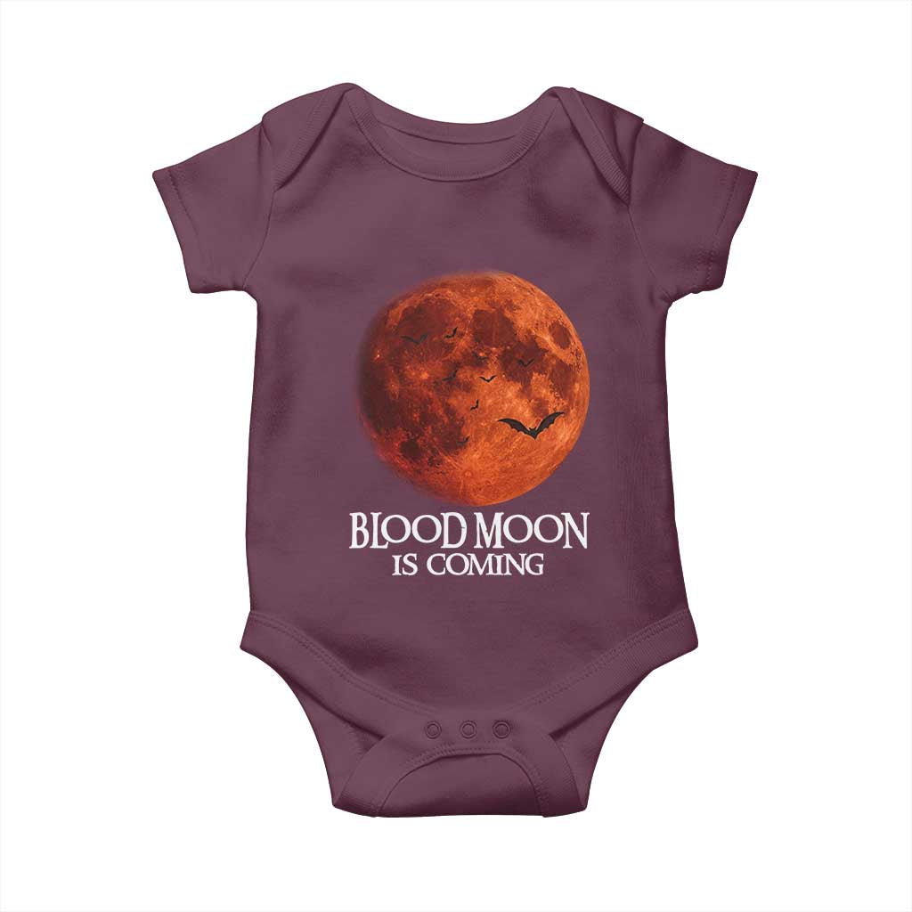 Blood Moon Is Coming Spooky Halloween Baby Onesie Flying Bats Gothic Dark Horror Graphic