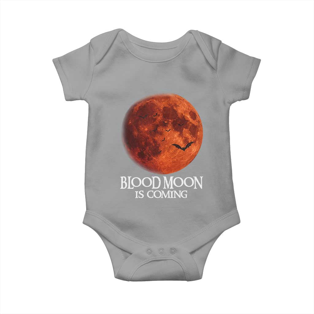 Blood Moon Is Coming Spooky Halloween Baby Onesie Flying Bats Gothic Dark Horror Graphic