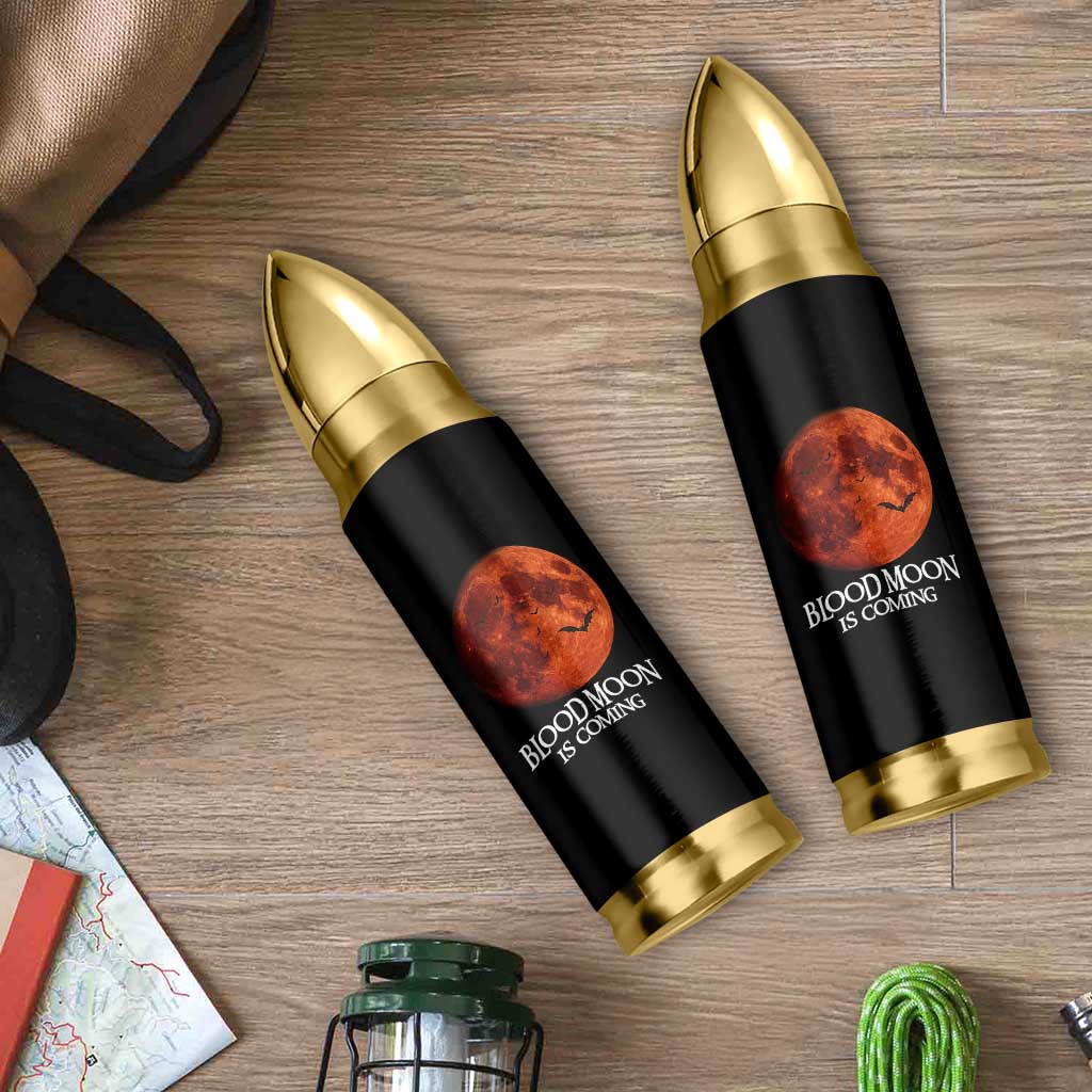 Blood Moon Is Coming Spooky Halloween Bullet Tumbler Flying Bats Gothic Dark Horror Graphic