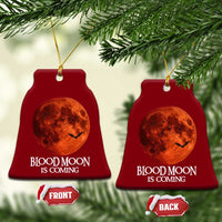 Blood Moon Is Coming Spooky Halloween Ceramic Ornament Flying Bats Gothic Dark Horror Graphic