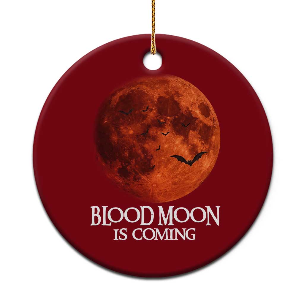 Blood Moon Is Coming Spooky Halloween Ceramic Ornament Flying Bats Gothic Dark Horror Graphic