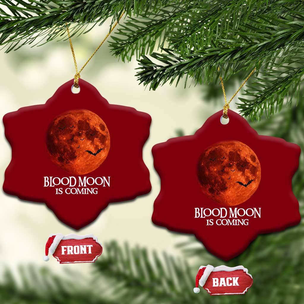 Blood Moon Is Coming Spooky Halloween Ceramic Ornament Flying Bats Gothic Dark Horror Graphic