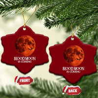 Blood Moon Is Coming Spooky Halloween Ceramic Ornament Flying Bats Gothic Dark Horror Graphic