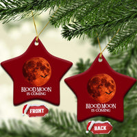 Blood Moon Is Coming Spooky Halloween Ceramic Ornament Flying Bats Gothic Dark Horror Graphic