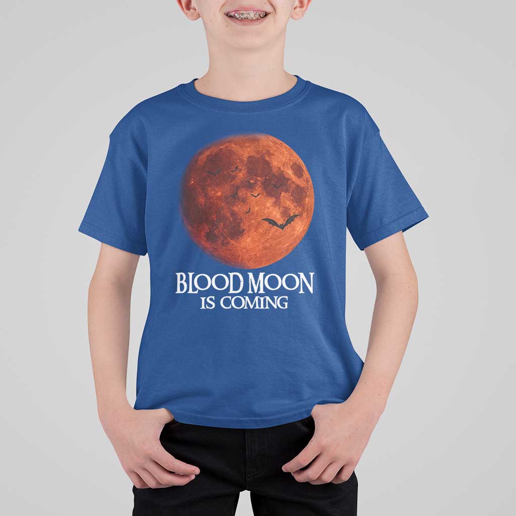 Blood Moon Is Coming Spooky Halloween T Shirt For Kid Flying Bats Gothic Dark Horror Graphic