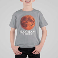 Blood Moon Is Coming Spooky Halloween T Shirt For Kid Flying Bats Gothic Dark Horror Graphic