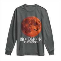 Blood Moon Is Coming Spooky Halloween Long Sleeve Shirt Flying Bats Gothic Dark Horror Graphic