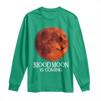 Blood Moon Is Coming Spooky Halloween Long Sleeve Shirt Flying Bats Gothic Dark Horror Graphic