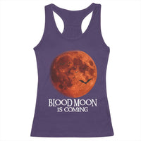 Blood Moon Is Coming Spooky Halloween Racerback Tank Top Flying Bats Gothic Dark Horror Graphic