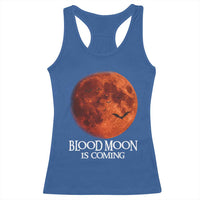 Blood Moon Is Coming Spooky Halloween Racerback Tank Top Flying Bats Gothic Dark Horror Graphic