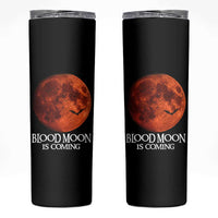 Blood Moon Is Coming Spooky Halloween Skinny Tumbler Flying Bats Gothic Dark Horror Graphic