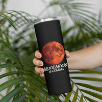 Blood Moon Is Coming Spooky Halloween Skinny Tumbler Flying Bats Gothic Dark Horror Graphic