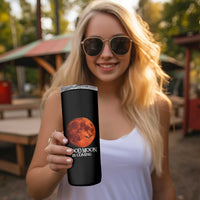 Blood Moon Is Coming Spooky Halloween Skinny Tumbler Flying Bats Gothic Dark Horror Graphic