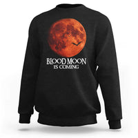 Blood Moon Is Coming Spooky Halloween Sweatshirt Flying Bats Gothic Dark Horror Graphic