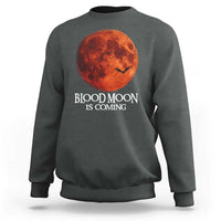 Blood Moon Is Coming Spooky Halloween Sweatshirt Flying Bats Gothic Dark Horror Graphic