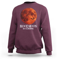 Blood Moon Is Coming Spooky Halloween Sweatshirt Flying Bats Gothic Dark Horror Graphic