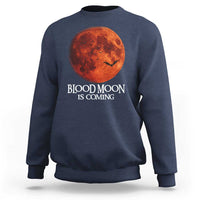 Blood Moon Is Coming Spooky Halloween Sweatshirt Flying Bats Gothic Dark Horror Graphic